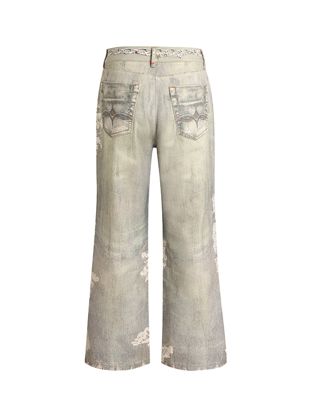 DND4DES | Lace Pattern Straight Flared Jeans - PSYLOS 1, DND4DES | Lace Pattern Straight Flared Jeans, Jeans, DND4DES•JAPAN, PSYLOS 1